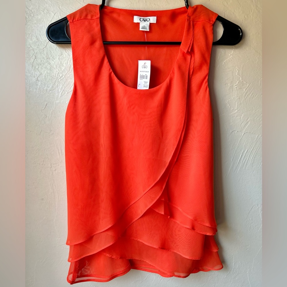 🆕 Cato Ruffled Orange Sleeveless Top | S
